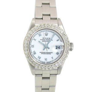 ROLEX DATEJUST WHITE ROMAN DIAL 1.15CT DIAMOND STAINLESS STEEL OYSTER WATCH 6917
